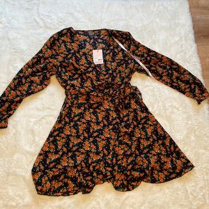 Missguided Dress. Navy with orange floral detail. NWT